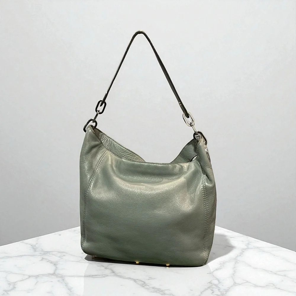 Michael Kors Fulton Elegant Green Leather Shoulder Bag - Picture 3 of 8